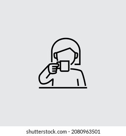Person Drinking Coffee Vector Line Icon