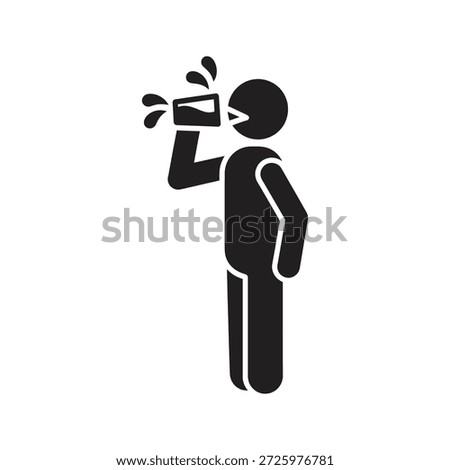 Person drinking icon with head back consuming beverage from bottle for thirst water hydration and alcohol refreshment liquid intake