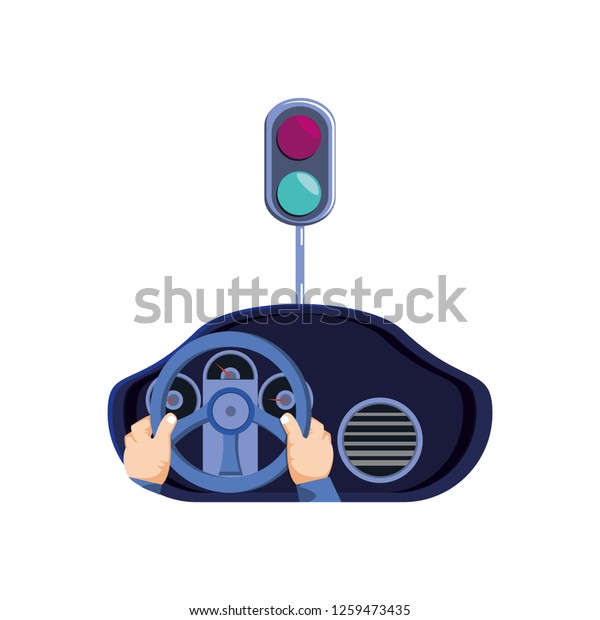 person driver car with stop\
light