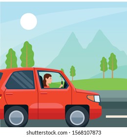 Person driving car design, transportation drive travel traffic speed road and theme Vector illustration