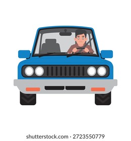 Persona que conduce el ilustrador de Arte vectorial de vista frontal del coche