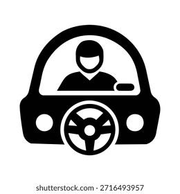 Persona que conduce el icono del Vector de coche aislado en el fondo blanco