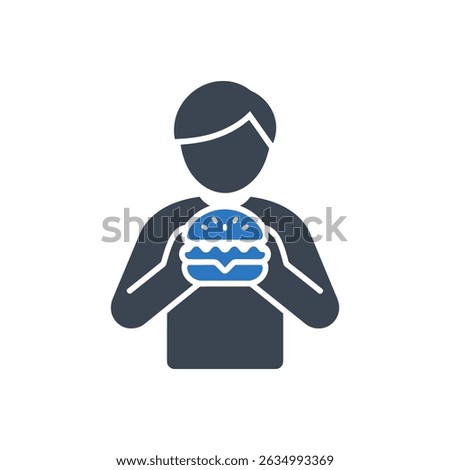 Person Eating Burger Icon Isolated On White Background