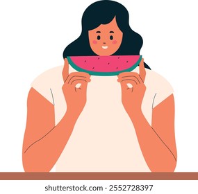 Person Eating Food Character Illustration. Flat Vector Clipart