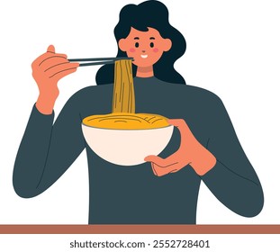 Person Eating Food Character Illustration. Flat Vector Clipart