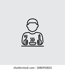 Person Eating Food Vector Line Icon