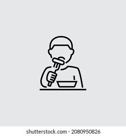 Person Eating Food Vector Line Icon