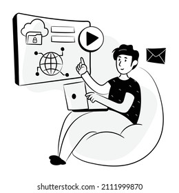Imagen de edición de persona, ilustración de mano del gestor de contenido 

