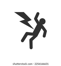 Person is electrocuted icon. Being struck by lightning. Monochrome black and white symbol