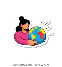 Person embracing the world globe