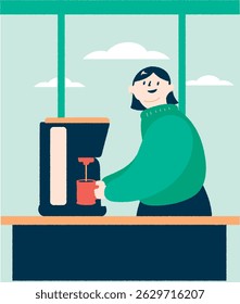 Person enjoying a coffee break during work hours.
