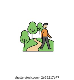 Person Enjoying Nature Walk Emotional Well-Being White Background Mindful Outdoor Activity
