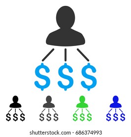 Person Expenses flat vector illustration. Colored person expenses gray, black, blue, green pictogram variants. Flat icon style for web design.