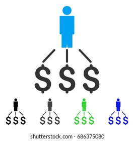 Person Expenses flat vector pictogram. Colored person expenses gray, black, blue, green pictogram versions. Flat icon style for web design.