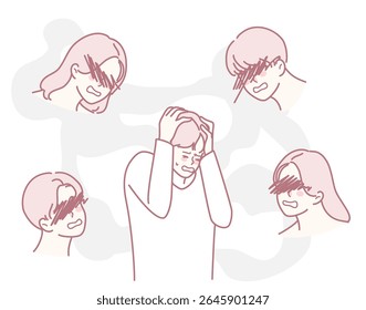 A person experiencing significant mental stress, surrounded by shadowed figures symbolizing deep inner turmoil