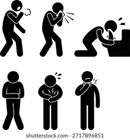 Person experiencing various types of pain and discomfort