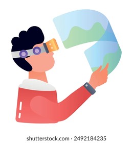 Person experiencing vr view, flat icon  