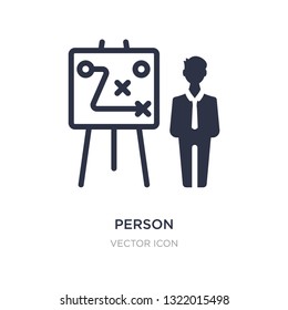 person explaining strategy on a board with a sketch icon on white background. Simple element illustration from Business concept.