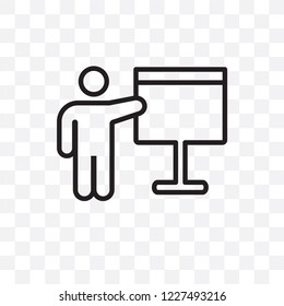 Person explaining strategy vector linear icon isolated on transparent background, Person explaining strategy transparency concept can be used for web and mobile