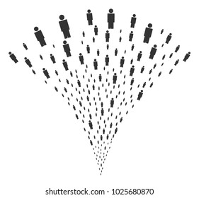 Person exploding fountain. Vector illustration style is flat iconic symbols. Object fountain created from random icons as person fireworks.