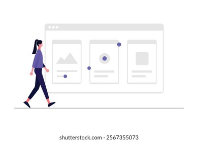 Person Exploring a Minimalist Digital Interface Representing User Experience Design