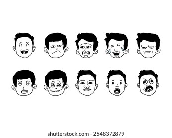 Person Face Doodle Element Set