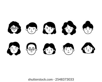 Person Face Doodle Element Set