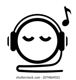 person face icon listening to music with auriculars