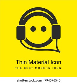 Person face listening music with auriculars bright yellow material minimal icon or logo design