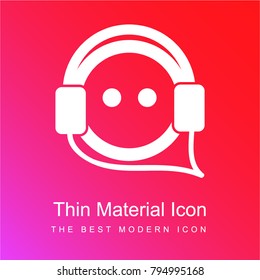 Person face listening music with auriculars red and pink gradient material white icon minimal design