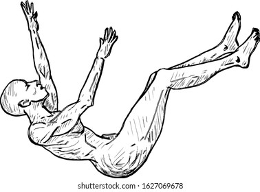 A person falling down backwards  Hand drawn vector illustration  