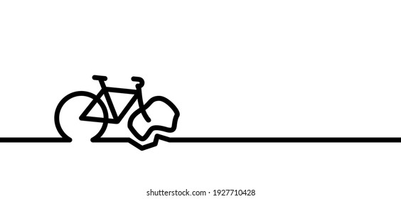 Person falling down off a bicycle icon. Falling bike cartoon sign. Dangerous, cyclist fall pitcogram. Vector. Stop, caution cycling symbol. Falling biker. Mountain biker. Flat or broken bicycle tire