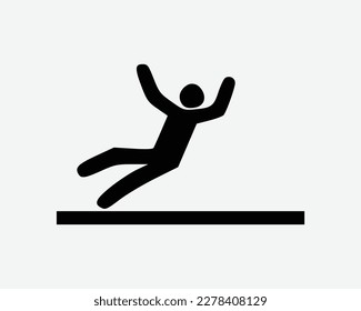 Person Falling Icon Slip and Fall Down Trip Accident Slippery Vector Black White Silhouette Symbol Sign Graphic Clipart Artwork Illustration Pictogram