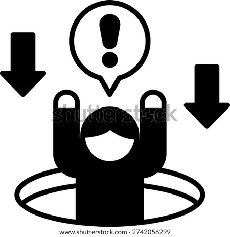 Person Falling into Hole with Exclamation Mark