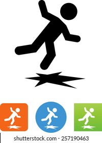 Person falling into a hole in the ice icon