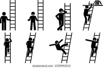 Persona que cae de la escalera durante la escalada