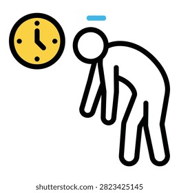 Person feeling exhausted and stressed while looking at a clock on the wall
