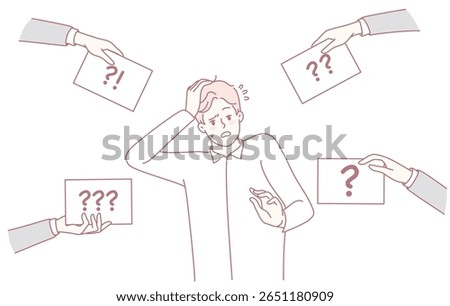 A person feels overwhelmed by many questions and opinions, highlighting the confusion in decisionmaking