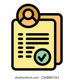 Person file icon outline vector. Credit finance. Money stamp color flat