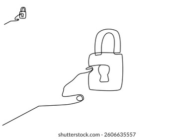 person finger touch lock security one line drawing design vector