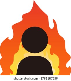 Una persona con ilustración vectorial aislada de fuego