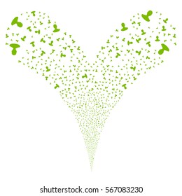 Person fireworks stream. Vector illustration style is flat eco green iconic symbols on a white background. Object double fountain combined from random pictograms.