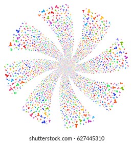 Person fireworks swirl rotation. Vector illustration style is flat bright multicolored iconic symbols on a white background. Object flower organized from random symbols.