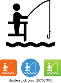 Person Fishing From A Dock Or Pier Icon