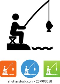 Person fishing from shore icon