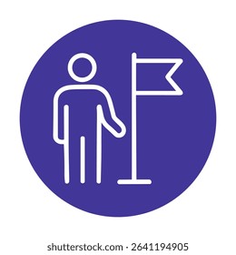 Person with Flag Achievement Symbol. Icon symbol illustration