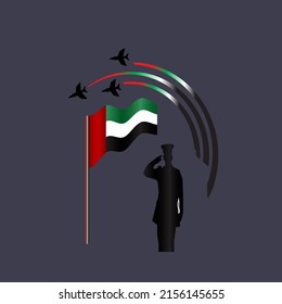 Person with a flag day united arab emirates background.Perfect for background flag day. 