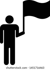 Person with a flag on hand - pictogram vector 