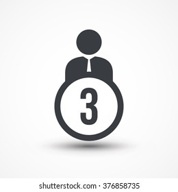 Person flat icon with number 3
