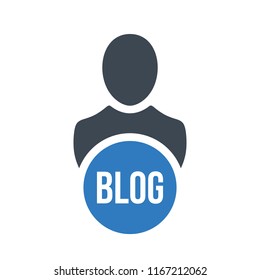 Person flat icon presenting word blog concept isolated